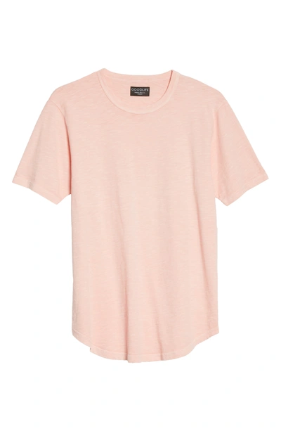 Goodlife Sun Faded Trim Fit Cotton Slub T-shirt In Peach Melba