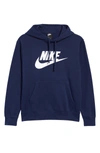 Nike Sportswear Club Fleece Logo Hoodie In Mnnavy/white