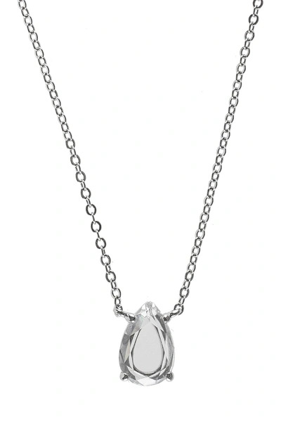 Cz By Kenneth Jay Lane Prong Set Faceted Pear Cz Necklace In Clear/silver