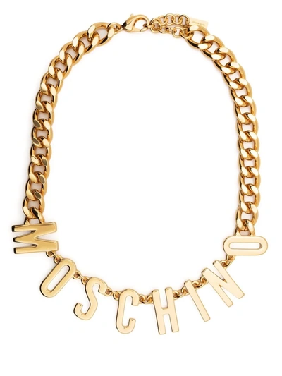 Moschino Logo-lettering Chain Chocker In Gold