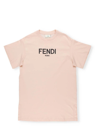 Fendi Kids Logo Print Crewneck T In Pink