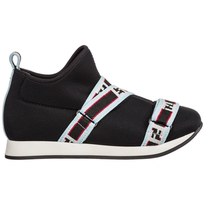 Fendi Kids' Eau De Soleil Blanc Sneakers In Black