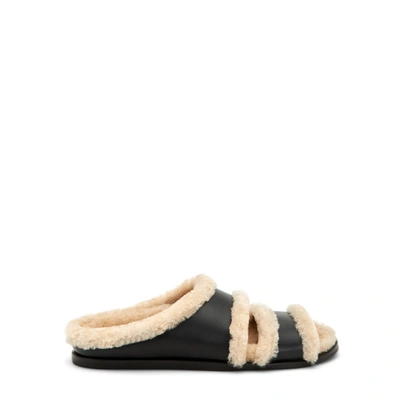 Aquatalia Women's Imina Shearling-lined Leather Slippers In Black,sand