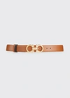 Ferragamo Reversible And Adjustable Gancini Belt In Sella