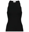Ganni Black Melange Knit Tank Top In Black