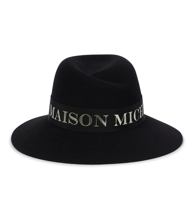 Maison Michel Virginie Logo-trim Felt Hat In Black