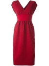 AGNONA AGNONA 'RUNWAY' V-NECK DRESS - RED,DW009R852OY11623200