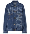 VERSACE LOGO PRINTED DENIM JACKET,P00574585