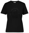 Moncler Logo Rhinestone T Shirt In Black