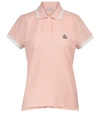 Moncler Logo Cotton Jersey Polo Shirt In Pink