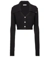Helmut Lang Cropped Cotton And Wool Cardigan In Black