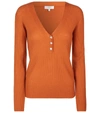 Vince V-neck Ribbed Cashmere Sweater In Orange