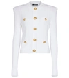 Balmain Women Buttoned Tweed Short Jacket In White
