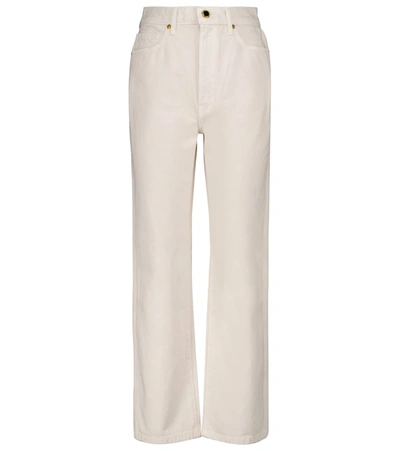 Khaite Abigail High-rise Straight Cropped Jeans In Beige