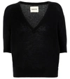 Khaite Sierra Cashmere V Neck Crop Sweater In Black