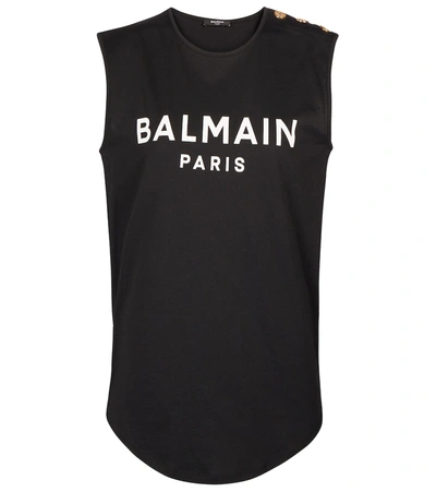 Balmain Black Logo Print Sleeveless