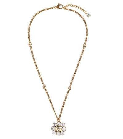 Gucci Gold Crystal Double G Necklace