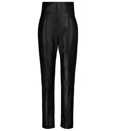 Alexandre Vauthier High-rise Straight Leather Pants In Black