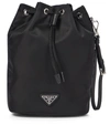 Prada Nylon Clutch With Detachable Strap And Reinforced Base In Black