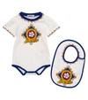 DOLCE & GABBANA BABY棉质连身衣与围兜套装,P00590241