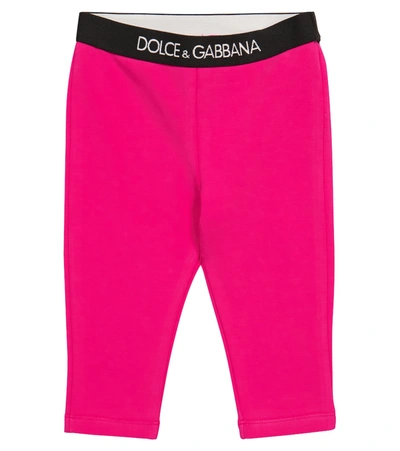 Dolce & Gabbana Baby Stretch-cotton Leggings In Pink