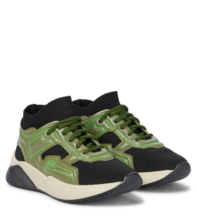 Stella Mccartney Kids' 3d Logo Panelled Sock Sneakers In Green