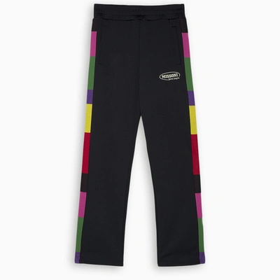 Palm Angels Black Track Pants With Multicolour Bands