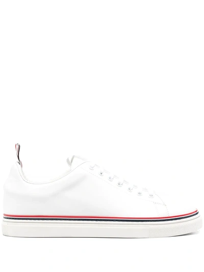 Thom Browne Tricolour-stripe Leather Trainers In White