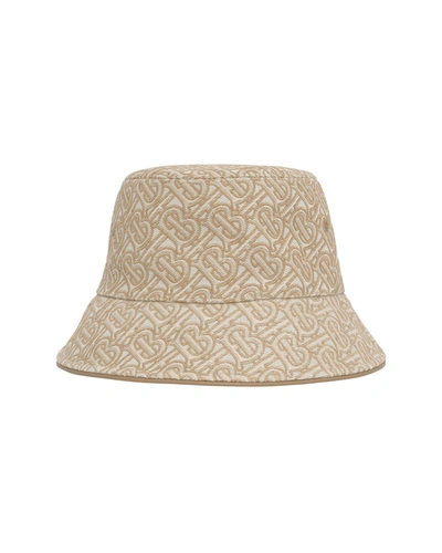 Burberry Womens Tan Soft Fawn Logo-print Linen-cotton Blend Bucket Hat M In Tbtansoftfawn