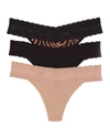 Natori Three-pack Bliss Perfection Thong In Caramel Zebra Pri