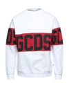 Gcds White Band Logo Sweatshirt In White