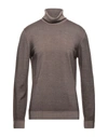 Alpha Studio Turtlenecks In Khaki