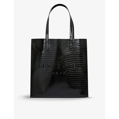 Ted Baker Croccon Faux-leather Shopper Tote Bag In Black