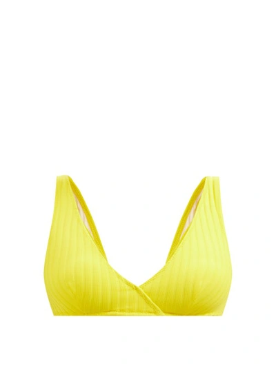 Solid & Striped The Annie Ribbed Bikini Top In Yellow