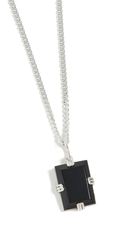 Miansai Lennox Platinum Plated Sterling-silver And Onyx Necklace In Black