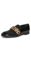 MOSCHINO MOSCHINO LOGO PATENT LEATHER LOAFERS,MSCHC30409