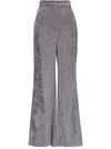 ALBERTA FERRETTI FLARED VELVET GREYTROUSERS