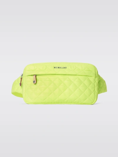 Mz Wallace Large Metro Quilted Nylon Belt Bag In Neon Yellow Oxford