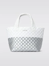 Mz Wallace Small Metro Tote Deluxe In Tin & White Colorblock Oxford