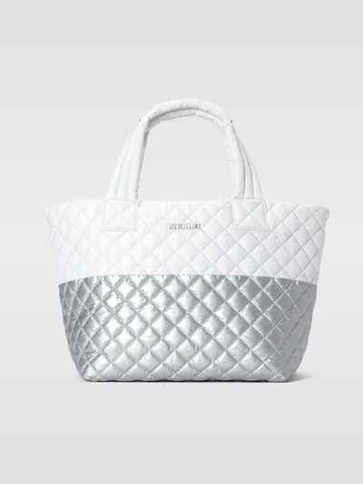 Mz Wallace Small Metro Tote Deluxe In Tin & White Colourblock Oxford