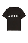 Amiri Black Crewneck T-shirt With Logo Lettering Print On The Front In Cotton Man In Black