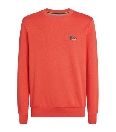 Paul Smith Mens Coral Red Paint Splatter Logo-embroidered Cotton-blend Jersey Sweatshirt Xl