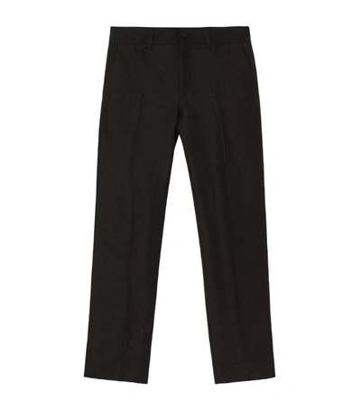 Burberry Tailored Wool-linen Trousers In Schwarz