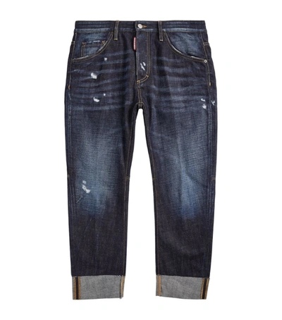 Dsquared2 Turn-up Cuffs Cropped Jeans In Navy Blue