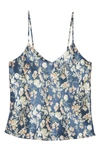 Nordstrom Silk Camisole In Navy Denim Ethereal Floral