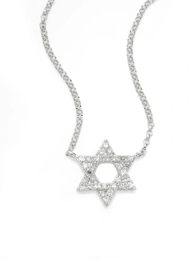 Effy Women's  Diamond & 14k White Gold Star Of David Pendant Necklace