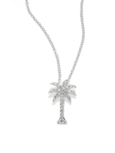 Effy Women's 14k White Gold & 0.1 Tcw Diamond Palm Tree Pendant Necklace