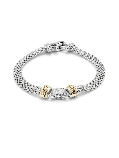 Effy Women's Two Tone 14k Yellow Gold, Sterling Silver & Diamond Bracelet