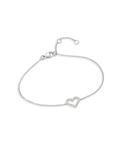 Effy Women's Pave Classica 14k White Gold & Diamond Heart Bracelet