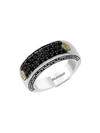 EFFY MEN'S 18K YELLOW GOLD, STERLING SILVER & BLACK SAPPHIRE PAVÉ RING,0400095987405